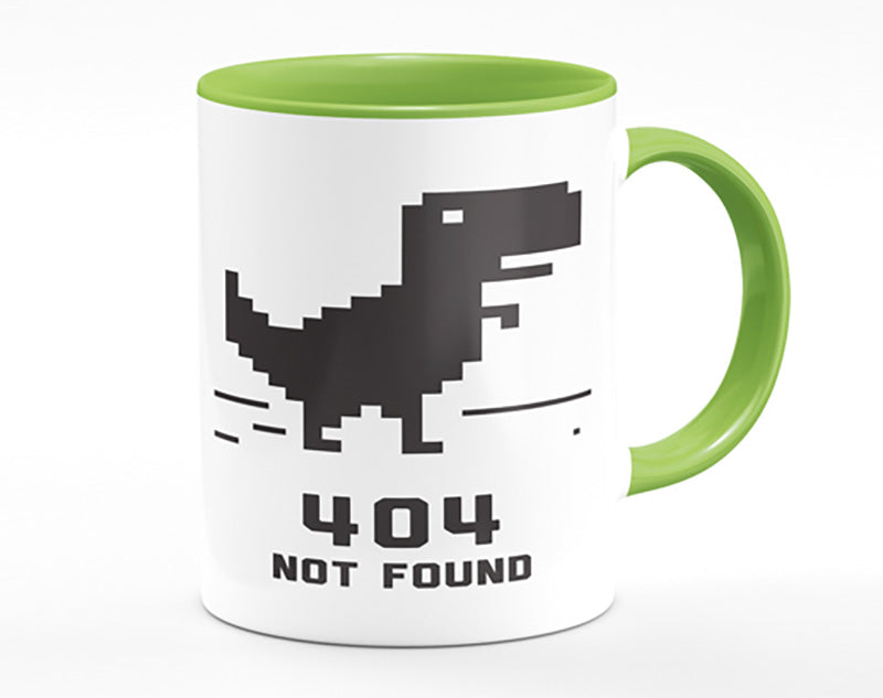 A vibrant 404 Not Found Mug with a full-color print, showcasing a humorous design, featuring a matching handle and inner color.