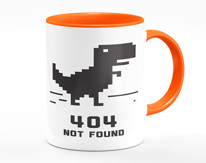 A vibrant 404 Not Found Mug with a full-color print, showcasing a humorous design, featuring a matching handle and inner color.