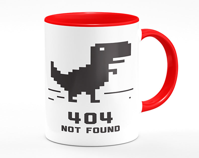 A vibrant 404 Not Found Mug with a full-color print, showcasing a humorous design, featuring a matching handle and inner color.