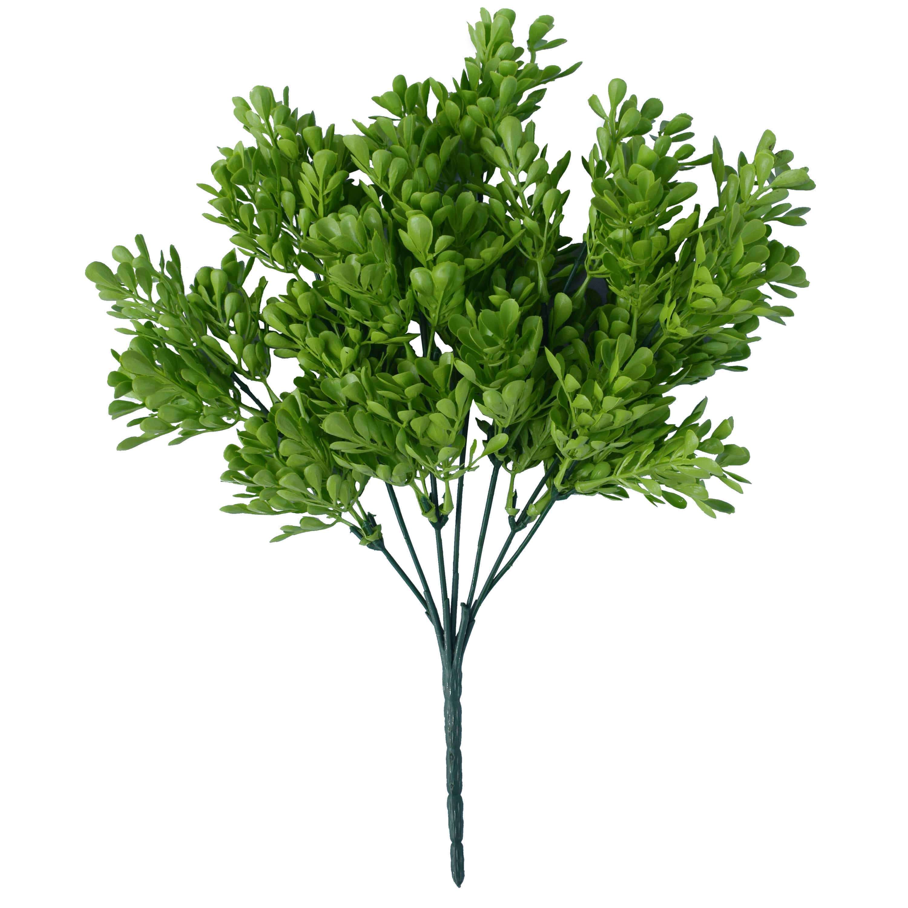 Five vivid green wide eucalyptus plants, UV resistant, measuring 32cm long and 25cm wide, perfect for indoor and outdoor decor.