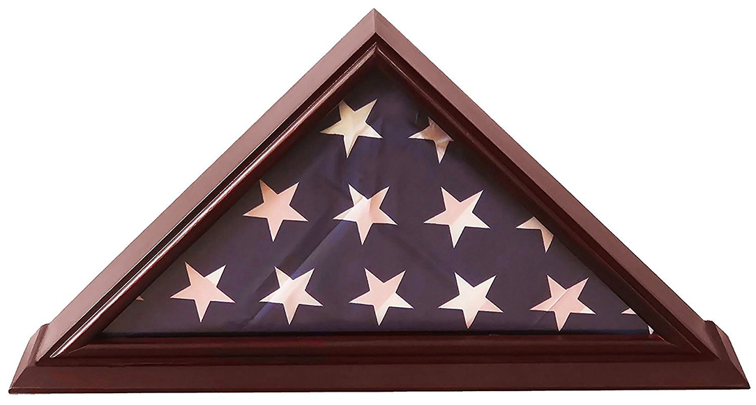 5x9 Flag Display Case Shadow Box with glass front, suitable for veteran flags, elegantly designed for tabletop or wall display.