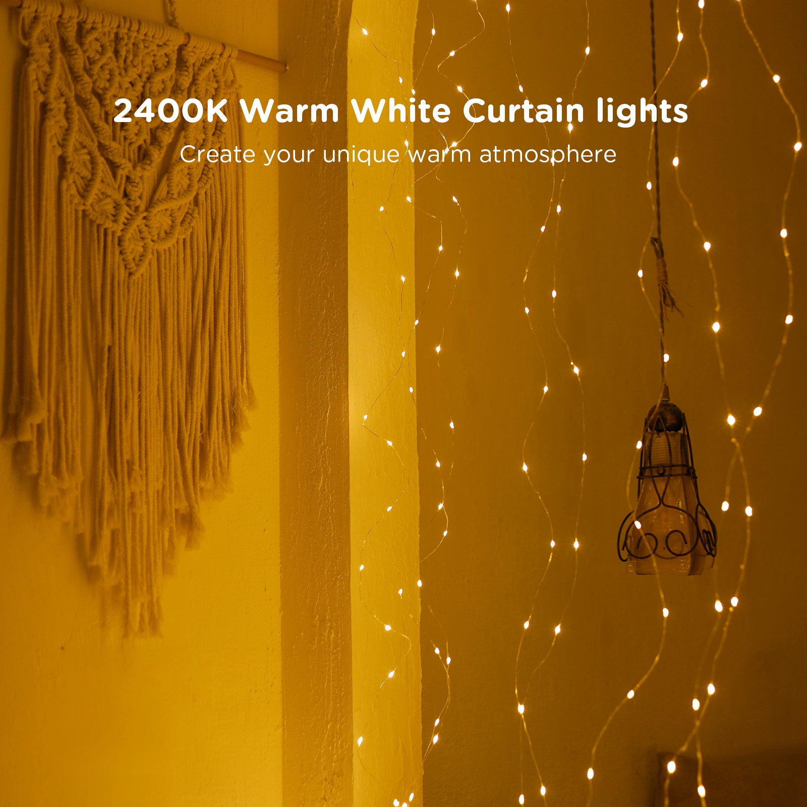 A set of 8 lighting modes fairy twinkle string lights with remote control, showcasing bright LEDs and a moonlight effect, perfect for home decoration.