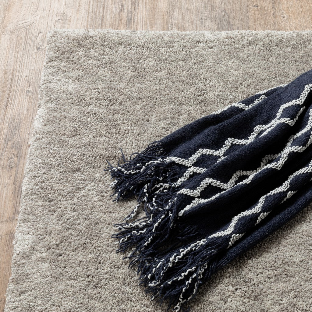 8x11 Modern Shaggy Soft Gray Indoor Area Rug with dense pile surface, showcasing a luxurious and cozy texture.