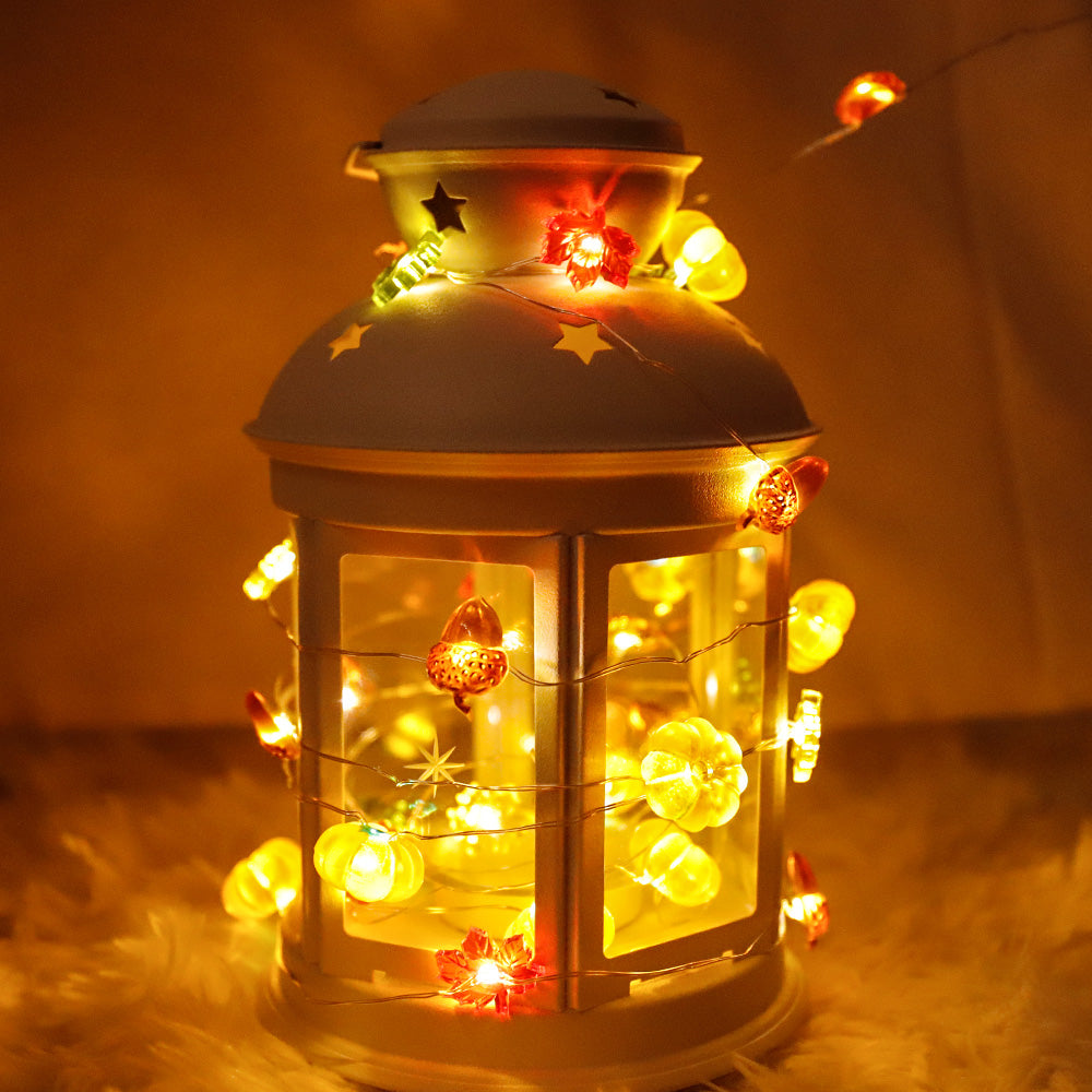 9.8ft Halloween string lights with 30 warm white LEDs, waterproof and battery operated, perfect for outdoor decoration.