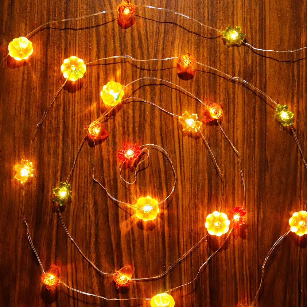 9.8ft Halloween string lights with 30 warm white LEDs, waterproof and battery operated, perfect for outdoor decoration.