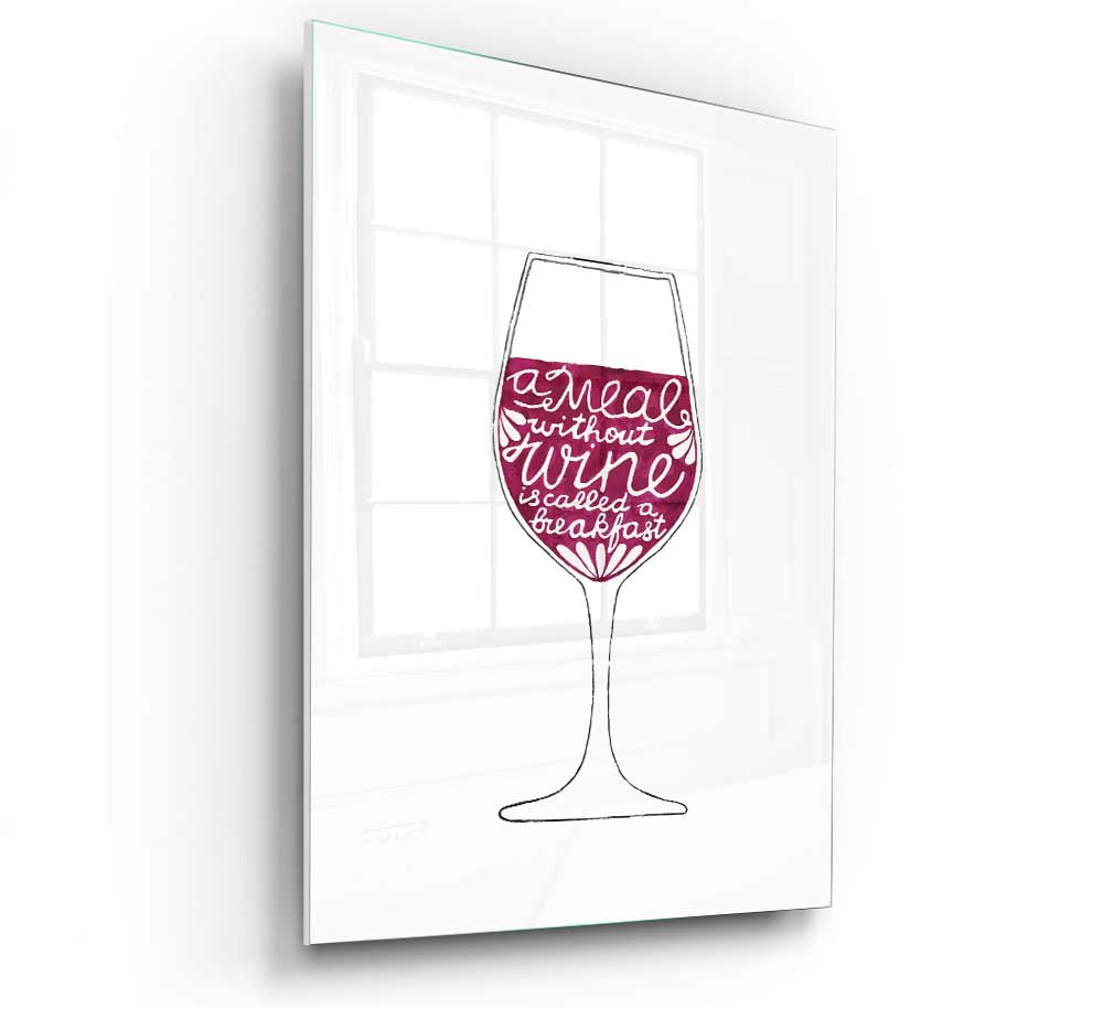 A modern glass print featuring a stylish breakfast theme, perfect for home decor.