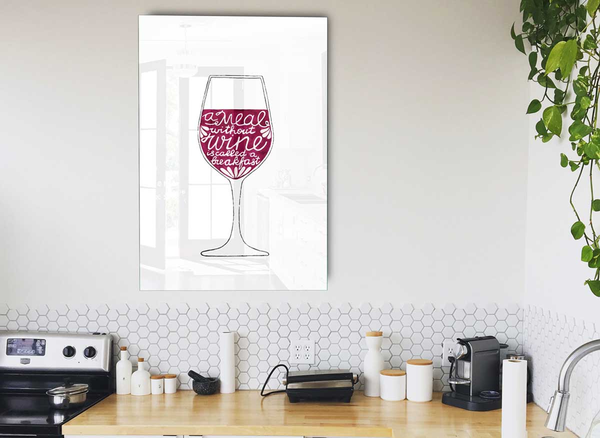 A modern glass print featuring a stylish breakfast theme, perfect for home decor.