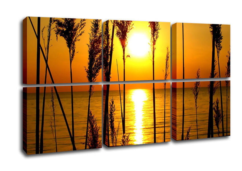 A Perfect Sunset canvas print mounted on a 44mm box frame, showcasing vibrant sunset colors.