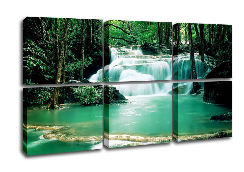 A River Runs Through It canvas art featuring a serene river landscape, mounted on a sturdy box frame, ready to hang.