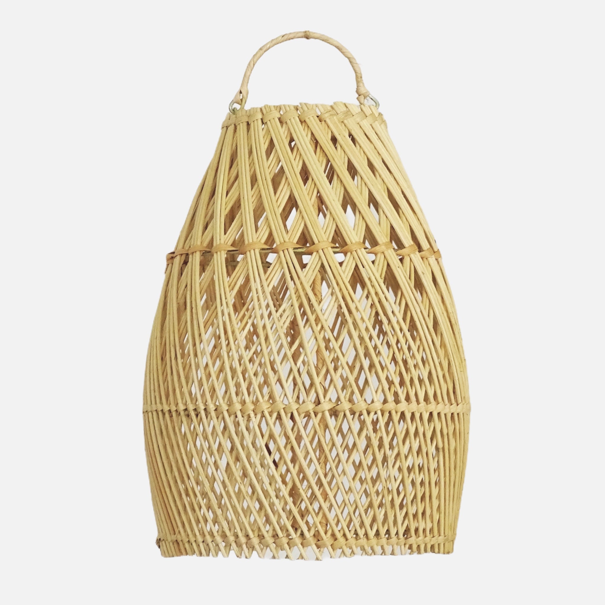 Ayana Rattan Lampshade in natural color, showcasing intricate wicker design, perfect for home decor.