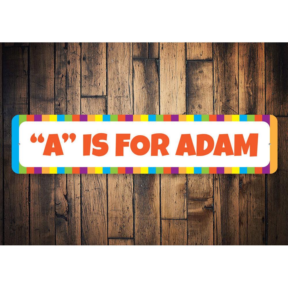 Customizable ABC Name Sign made of high-quality aluminum, perfect for kids' rooms and home decor.