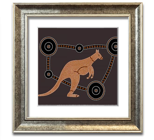 Aboriginal Kangaroo 1 Square Framed Print showcasing vibrant Aboriginal art in a stylish frame.