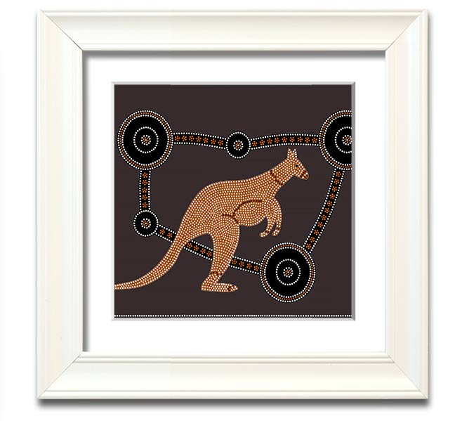 Aboriginal Kangaroo 1 Square Framed Print showcasing vibrant Aboriginal art in a stylish frame.