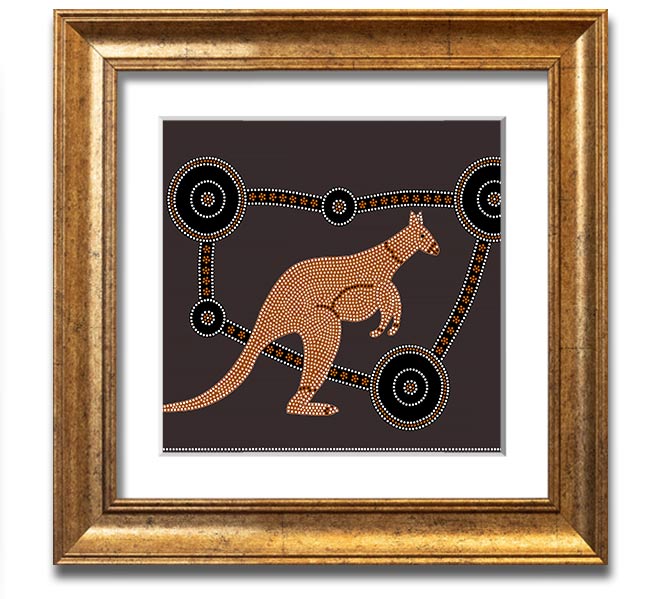 Aboriginal Kangaroo 1 Square Framed Print showcasing vibrant Aboriginal art in a stylish frame.