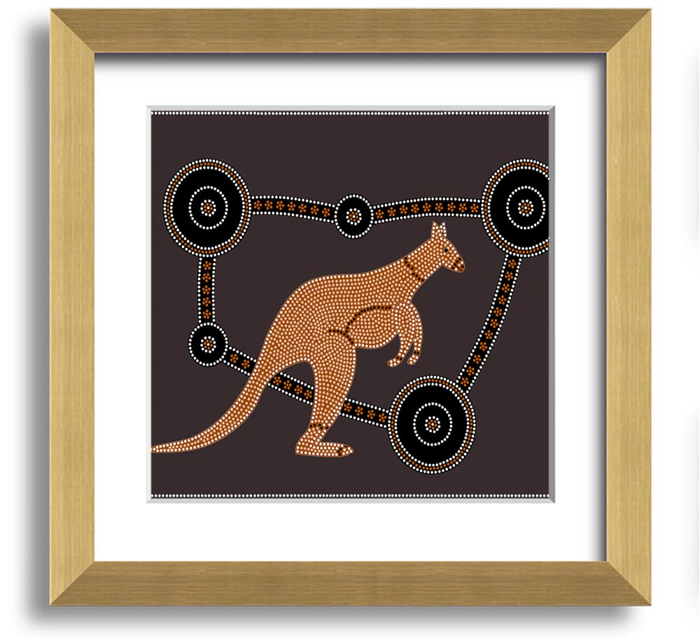 Aboriginal Kangaroo 1 Square Framed Print showcasing vibrant Aboriginal art in a stylish frame.