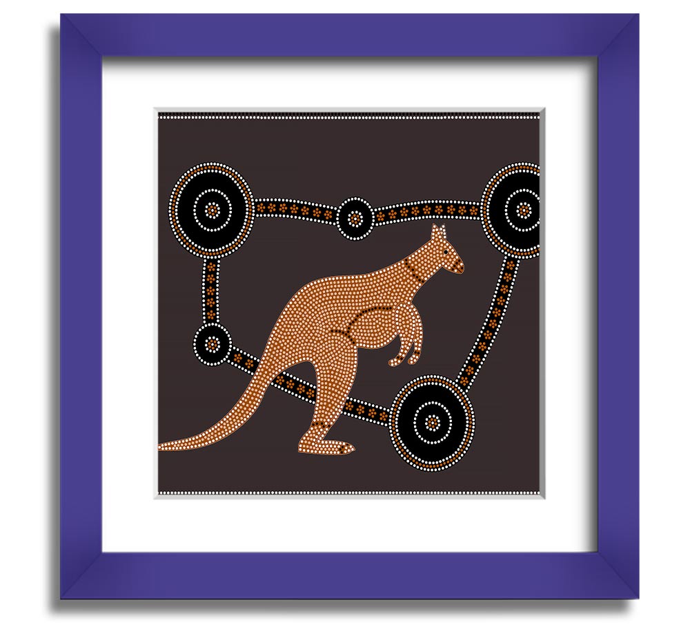 Aboriginal Kangaroo 1 Square Framed Print showcasing vibrant Aboriginal art in a stylish frame.