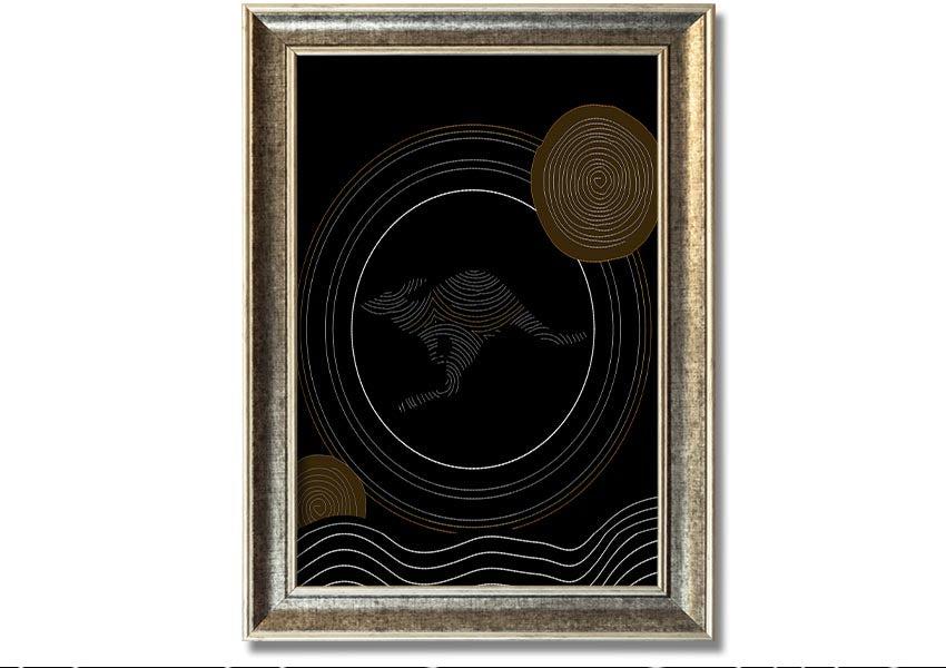 Framed Aboriginal Kangaroo 2 print showcasing vibrant colors and intricate designs, ready to hang.