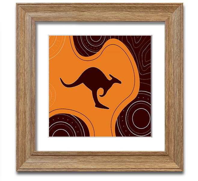 Aboriginal Kangaroo 3 Square Framed Print showcasing vibrant colors and intricate patterns, ready to hang.