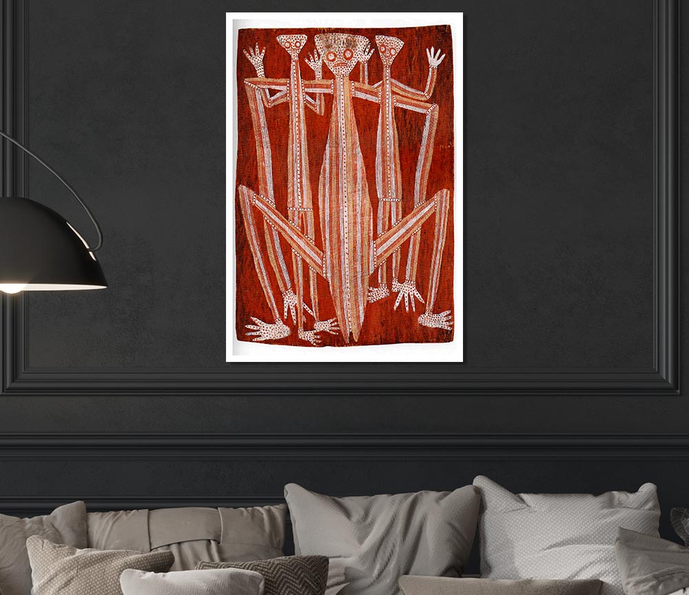 Aboriginal Kubarkku poster on high-quality canvas showcasing vibrant colors and intricate designs.