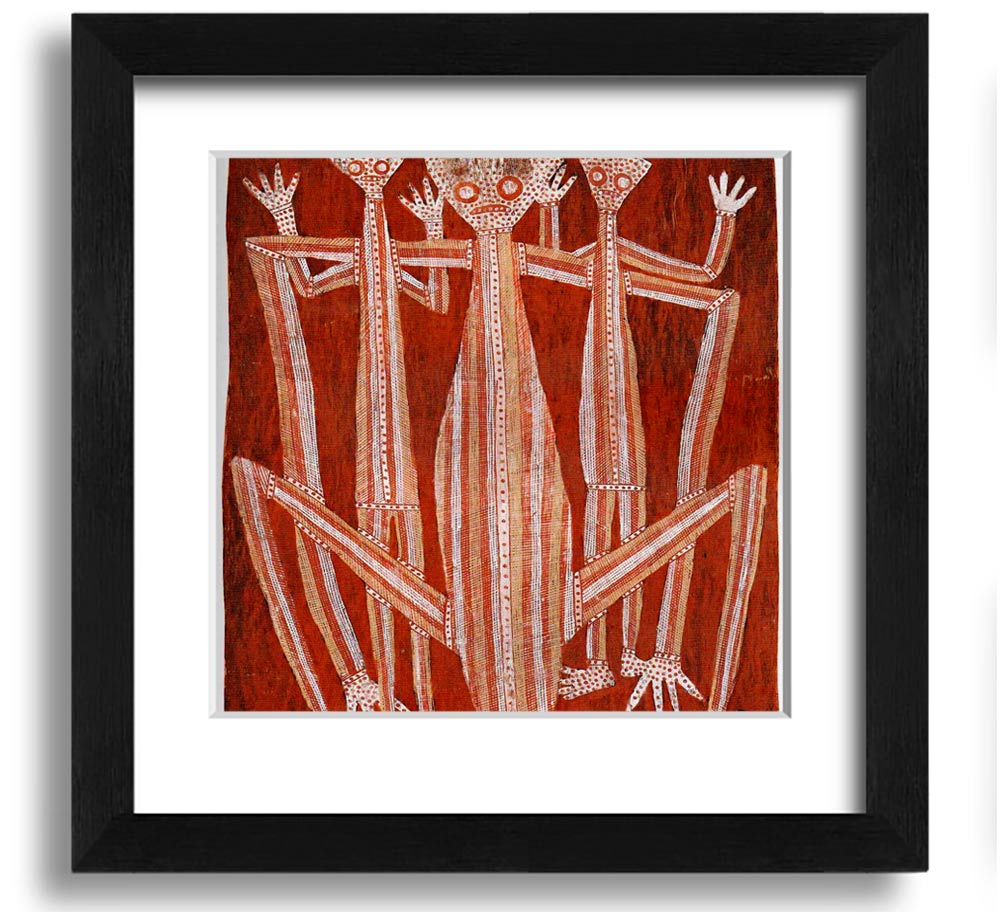 Aboriginal Kubarkku Square Framed Print showcasing intricate designs in a stylish frame.