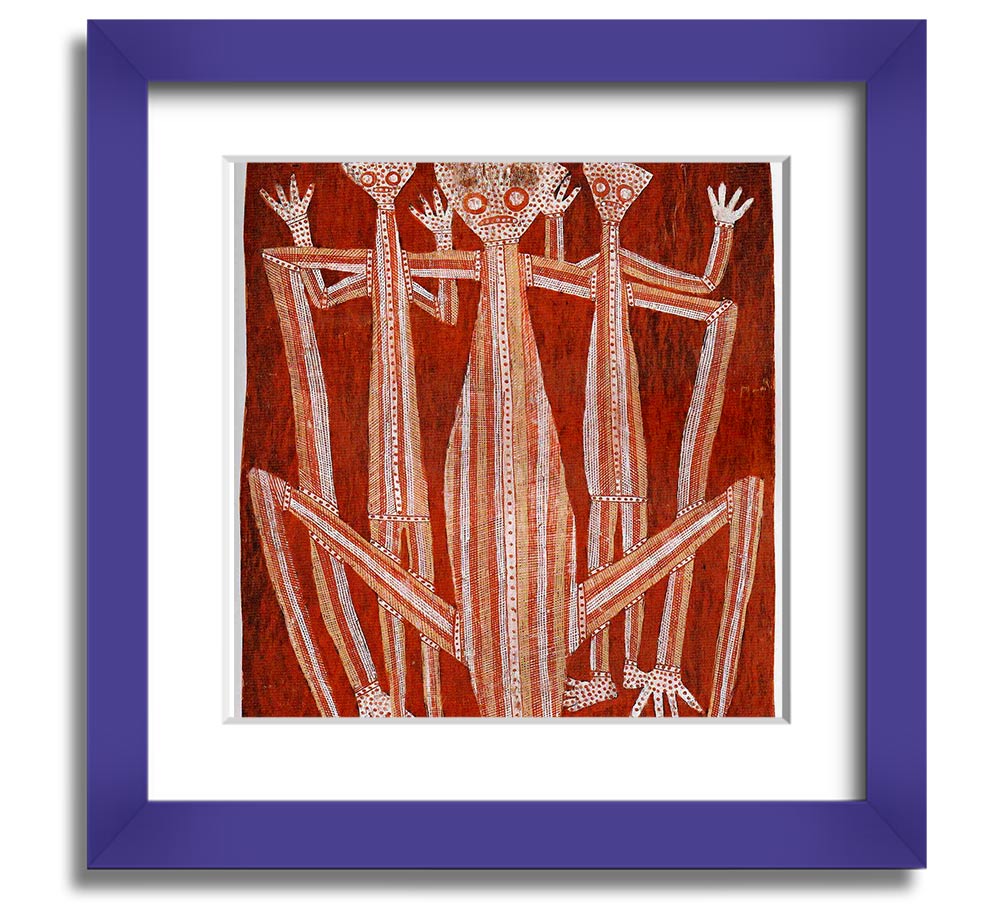 Aboriginal Kubarkku Square Framed Print showcasing intricate designs in a stylish frame.