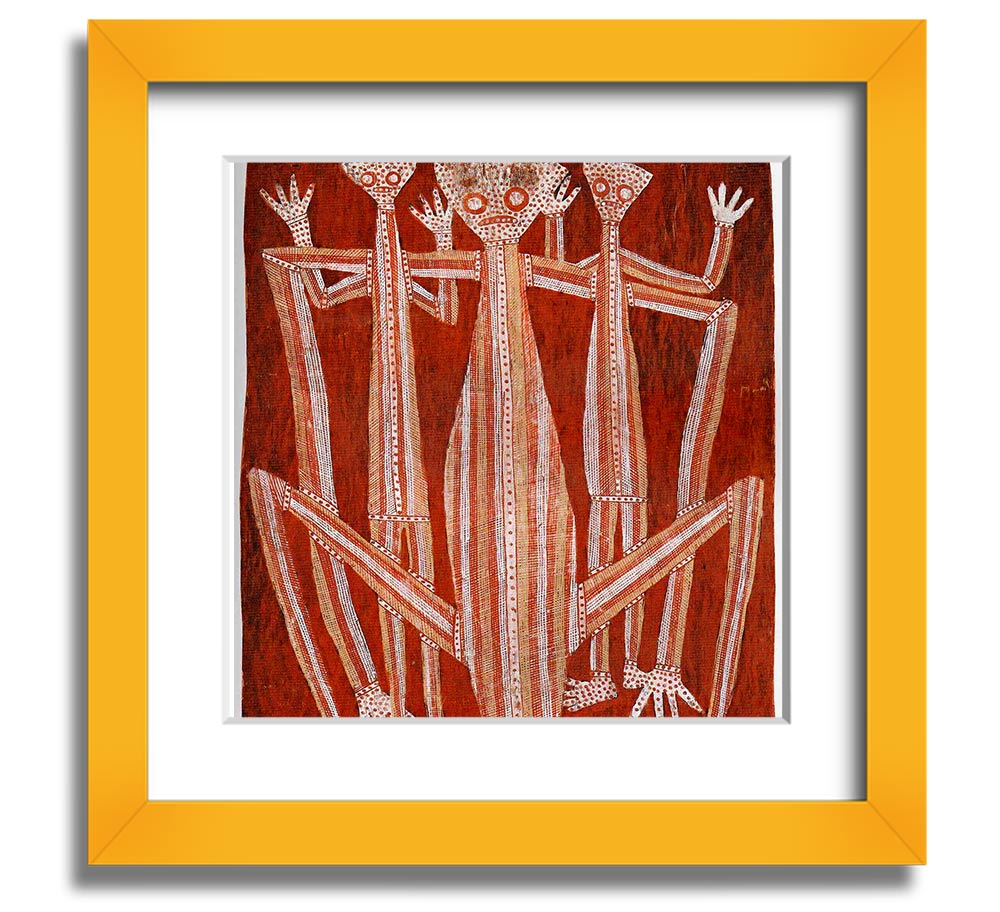 Aboriginal Kubarkku Square Framed Print showcasing intricate designs in a stylish frame.