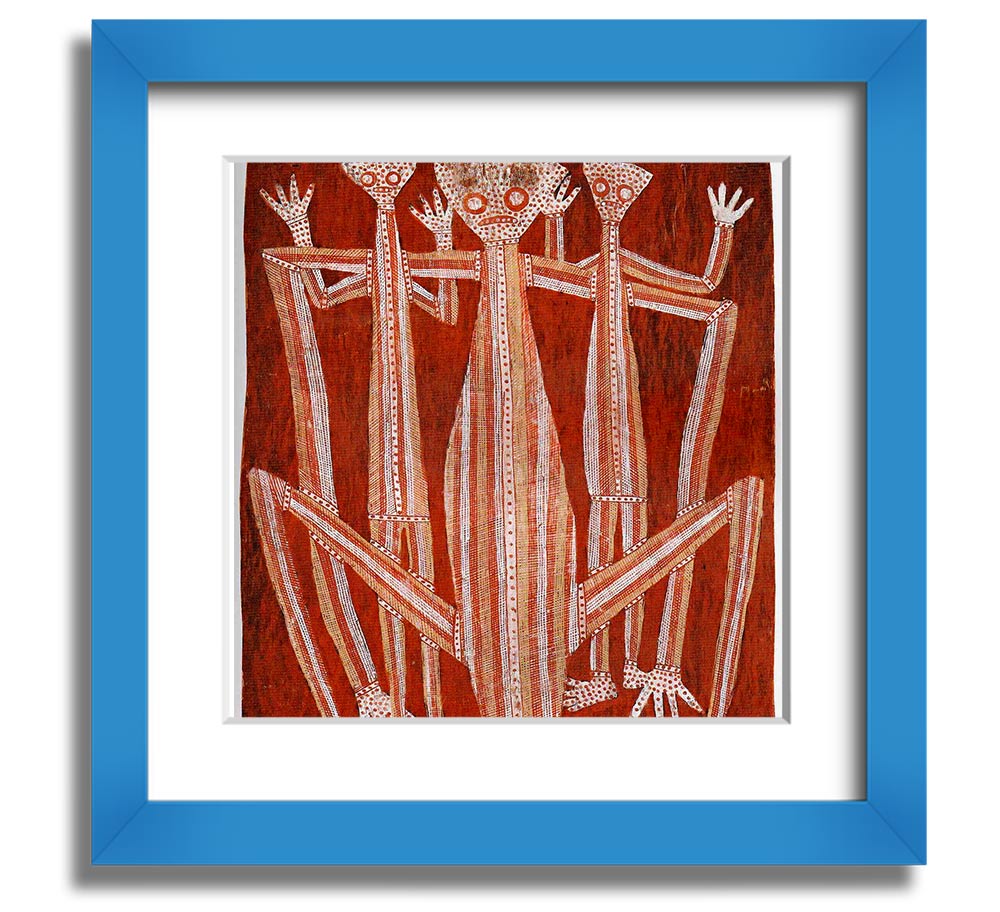 Aboriginal Kubarkku Square Framed Print showcasing intricate designs in a stylish frame.