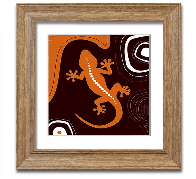 Aboriginal Lizard 3 Square Framed Print showcasing intricate designs in a stylish frame.