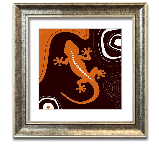 Aboriginal Lizard 3 Square Framed Print showcasing intricate designs in a stylish frame.