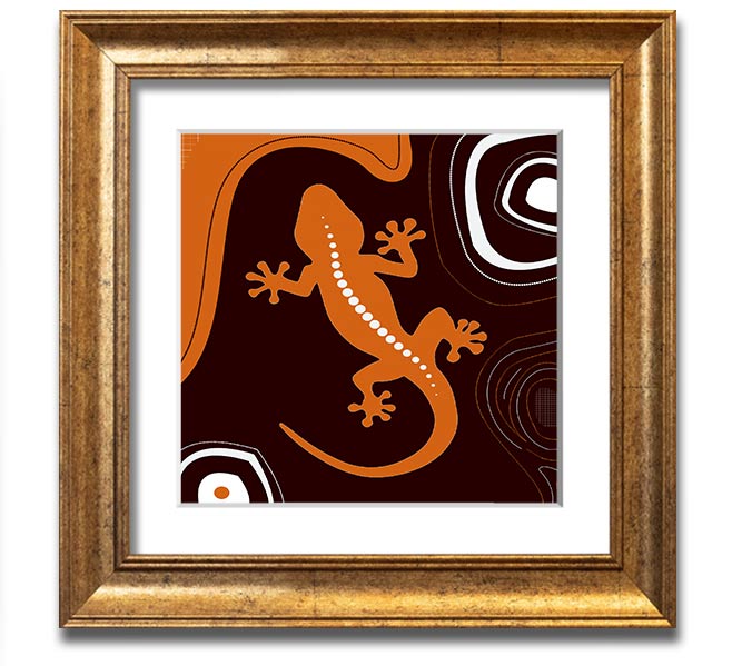 Aboriginal Lizard 3 Square Framed Print showcasing intricate designs in a stylish frame.