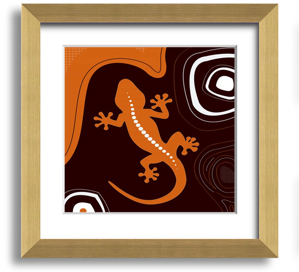 Aboriginal Lizard 3 Square Framed Print showcasing intricate designs in a stylish frame.