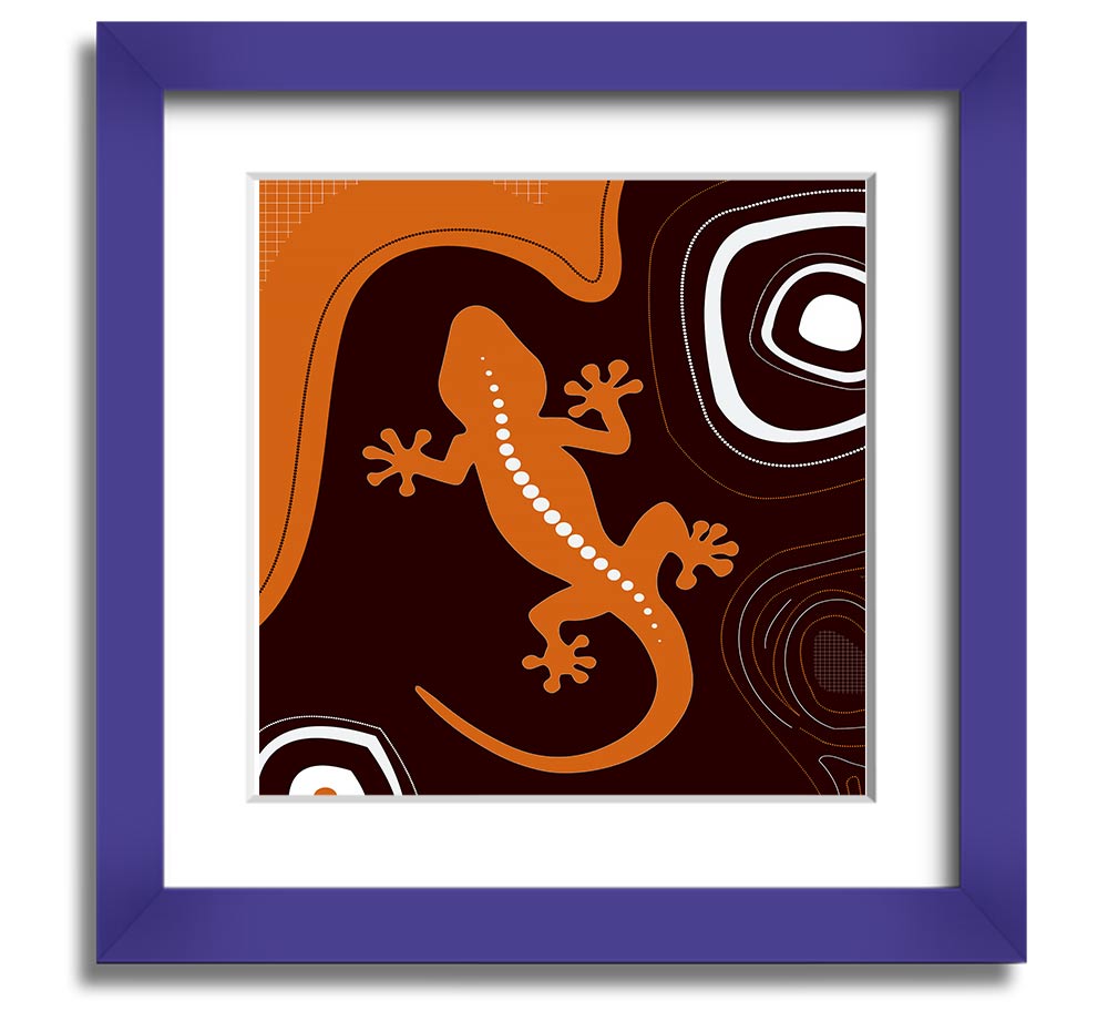 Aboriginal Lizard 3 Square Framed Print showcasing intricate designs in a stylish frame.