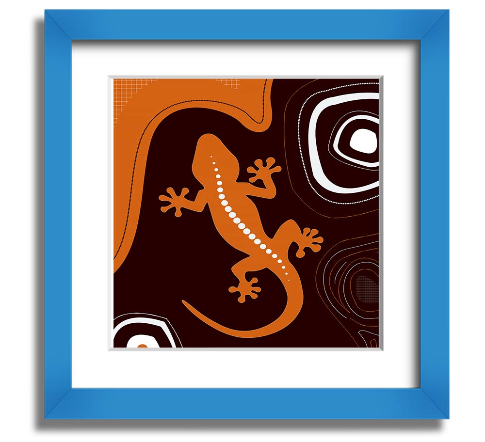 Aboriginal Lizard 3 Square Framed Print showcasing intricate designs in a stylish frame.