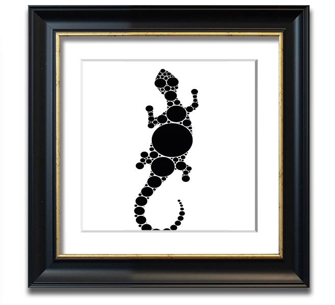 Aboriginal Lizard 5 Square Framed Print showcasing vibrant colors and intricate designs, ready to hang.