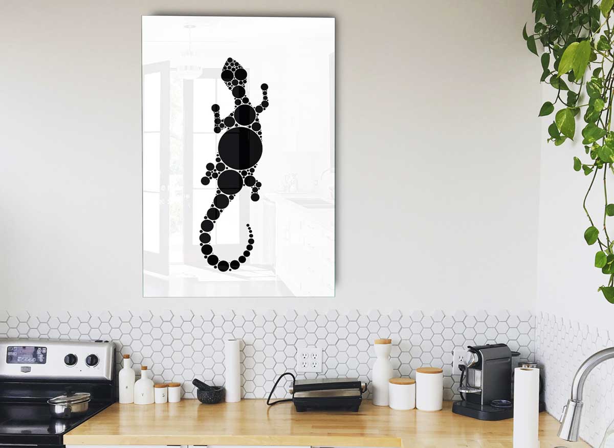 Aboriginal Lizard 5 glass print featuring a vibrant lizard design, perfect for modern home decor.