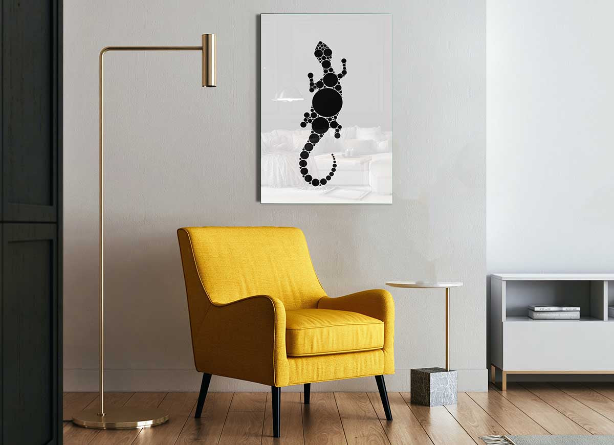 Aboriginal Lizard 5 glass print featuring a vibrant lizard design, perfect for modern home decor.