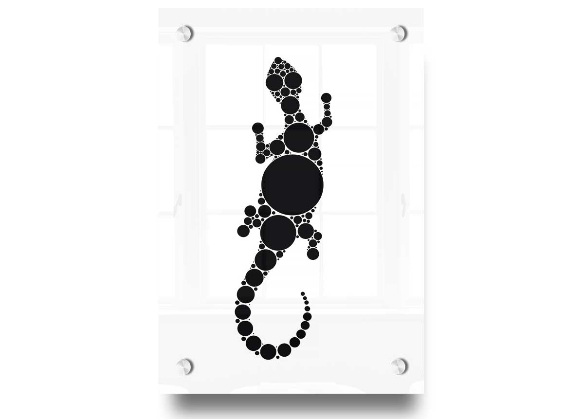 Aboriginal Lizard 5 acrylic print featuring vibrant colors and intricate designs on 5mm thick acrylic glass.