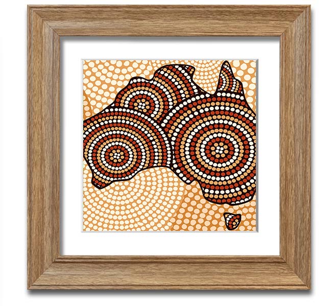 A beautifully framed Aboriginal Map print showcasing intricate designs, available in various frame colours.