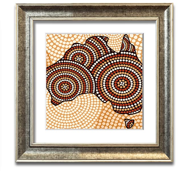 A beautifully framed Aboriginal Map print showcasing intricate designs, available in various frame colours.