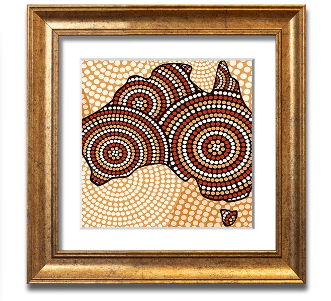 A beautifully framed Aboriginal Map print showcasing intricate designs, available in various frame colours.