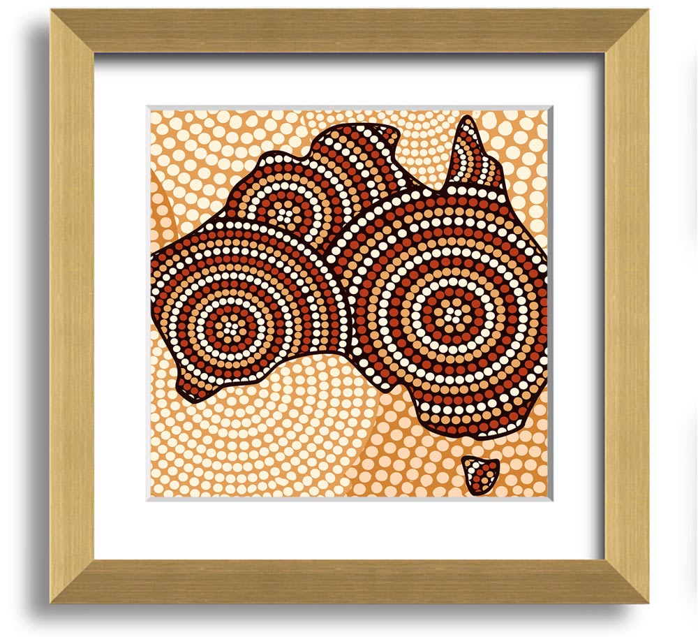 A beautifully framed Aboriginal Map print showcasing intricate designs, available in various frame colours.