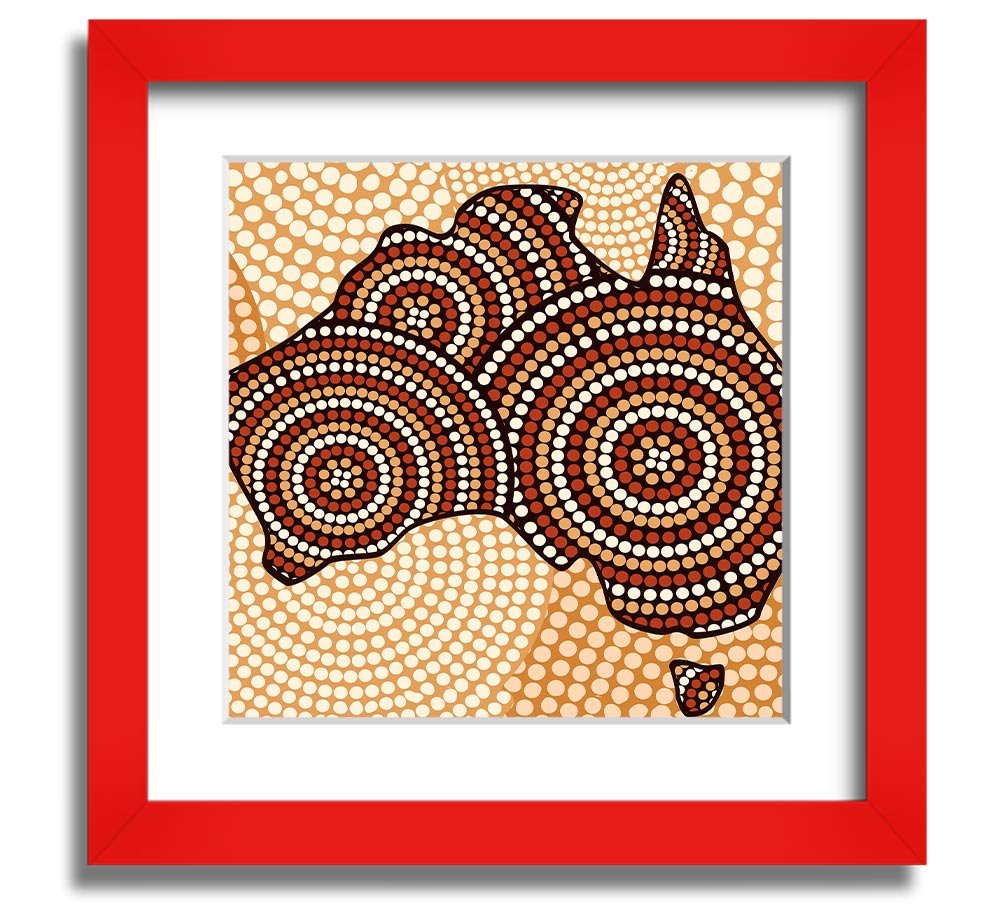 A beautifully framed Aboriginal Map print showcasing intricate designs, available in various frame colours.