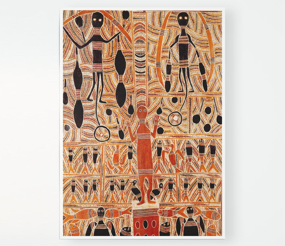 Aboriginal Marika Mathaman poster on high-quality canvas, showcasing vibrant colors and intricate designs.