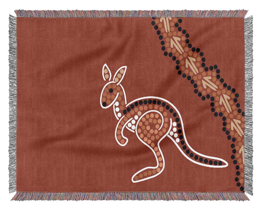 A luxurious Aboriginal Native Australian Kangaroo throw blanket made from 100% cotton, featuring intricate patterns and a soft, breathable texture.