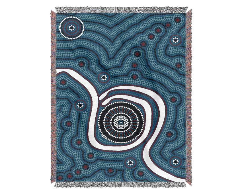 Aboriginal Pattern 1 throw blanket made from 100% cotton, featuring intricate designs and a luxurious finish, perfect for home decor.