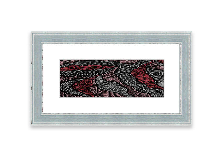 Framed Aboriginal Pattern 10 print showcasing vibrant colors and intricate designs, ready to hang.