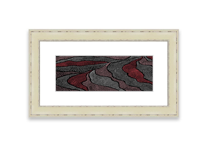 Framed Aboriginal Pattern 10 print showcasing vibrant colors and intricate designs, ready to hang.