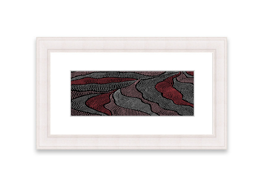 Framed Aboriginal Pattern 10 print showcasing vibrant colors and intricate designs, ready to hang.