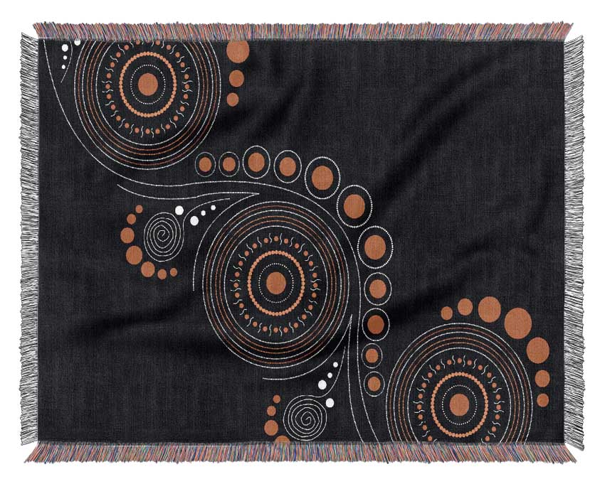 Aboriginal Pattern 12 throw blanket made from 100% cotton, featuring intricate designs and a luxurious finish, perfect for home decor.