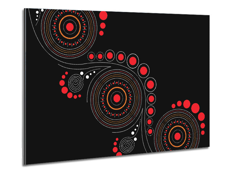 Aboriginal Pattern 12 artwork printed on brushed aluminium dibond, showcasing vibrant colors and intricate designs.